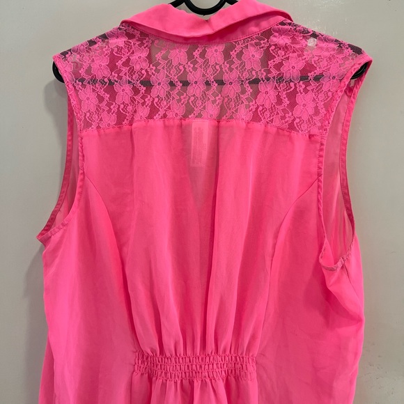 Neon pink shirt with lace detailing - Picture 8 of 10